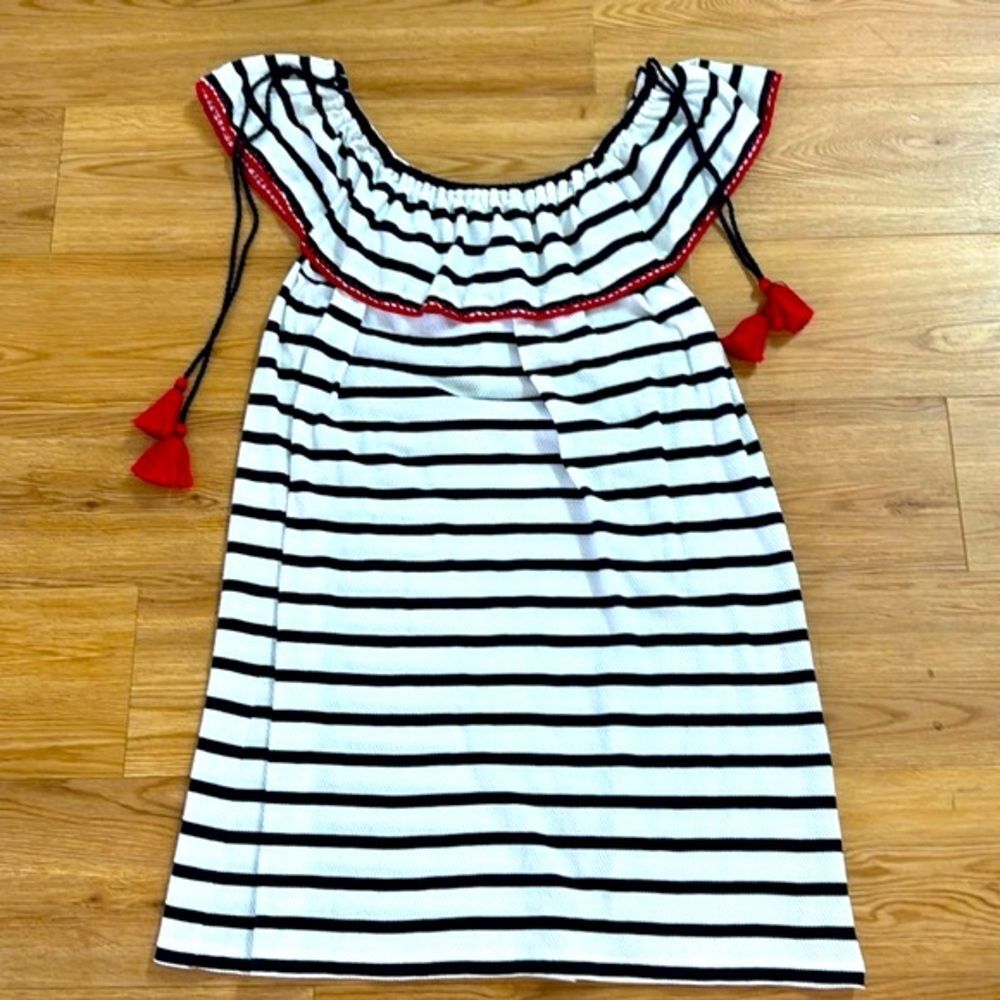 Crown & Ivy Womens Stripe Cotton Textured Dress Sz XL Blue White Nautical New